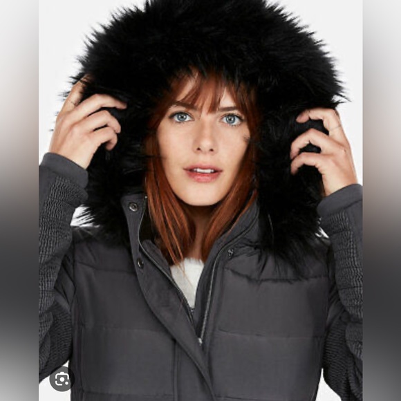 Express long belted puffer coat - Picture 3 of 5